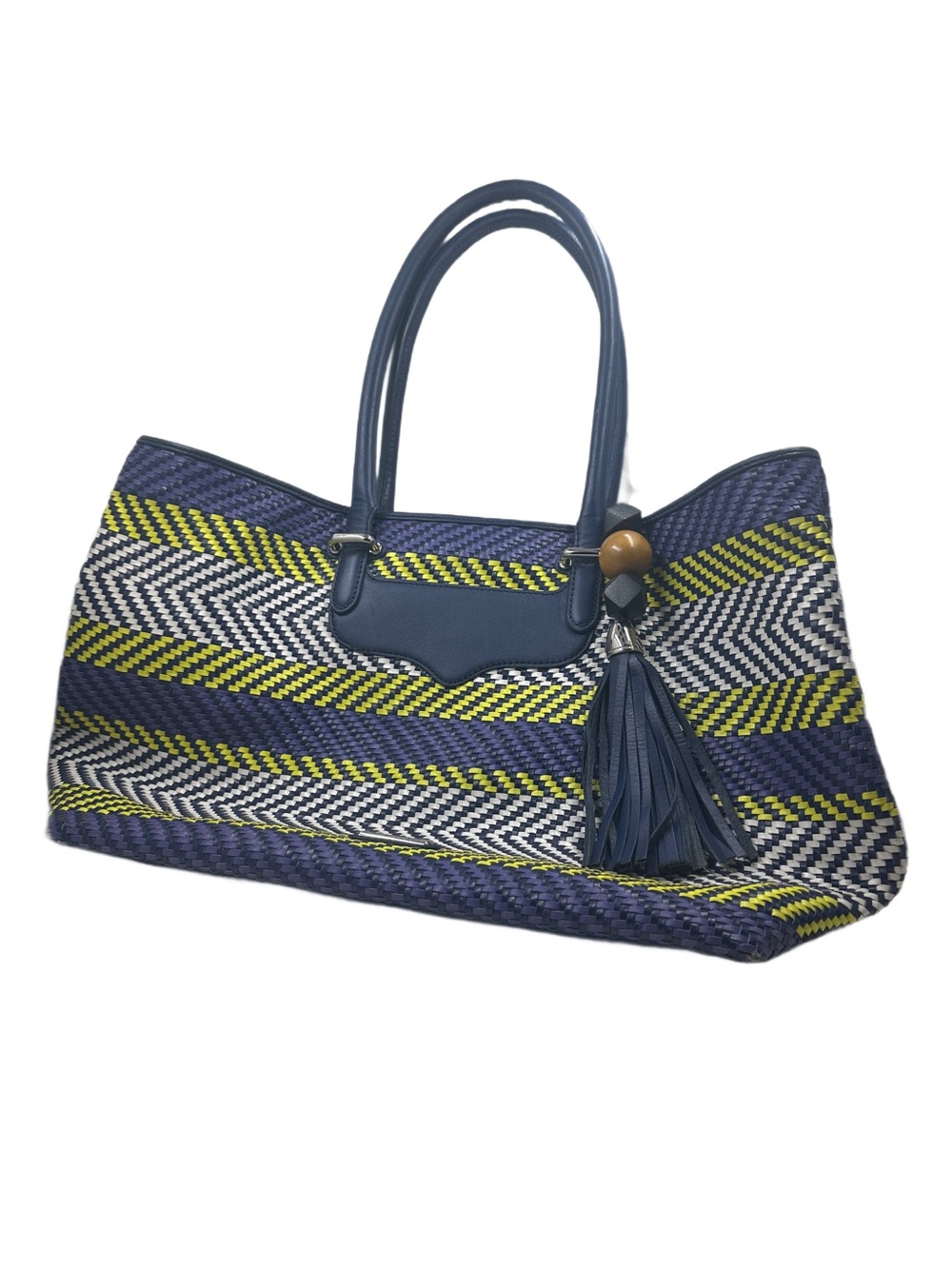 Rebecca Minkoff Perfection Tote Multi Purple Woven Leather Tassel